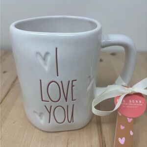 Rae Dunn Valentines I LOVE YOU Mug White Ceramic with Red Lettering New